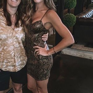 Astr snakeskin leather mini dress